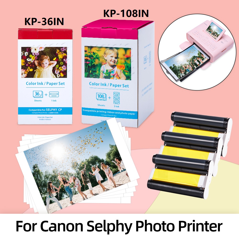 3 màu mực 108 sheets giấy ảnh 100x148mm tương thích cho Canon Selphy KP-108IN cho CP loạt máy in CP1300 CP1200 cp780