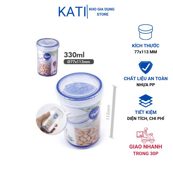 Hộp nhựa tròn Lock&Lock Twist LLS113-330ml