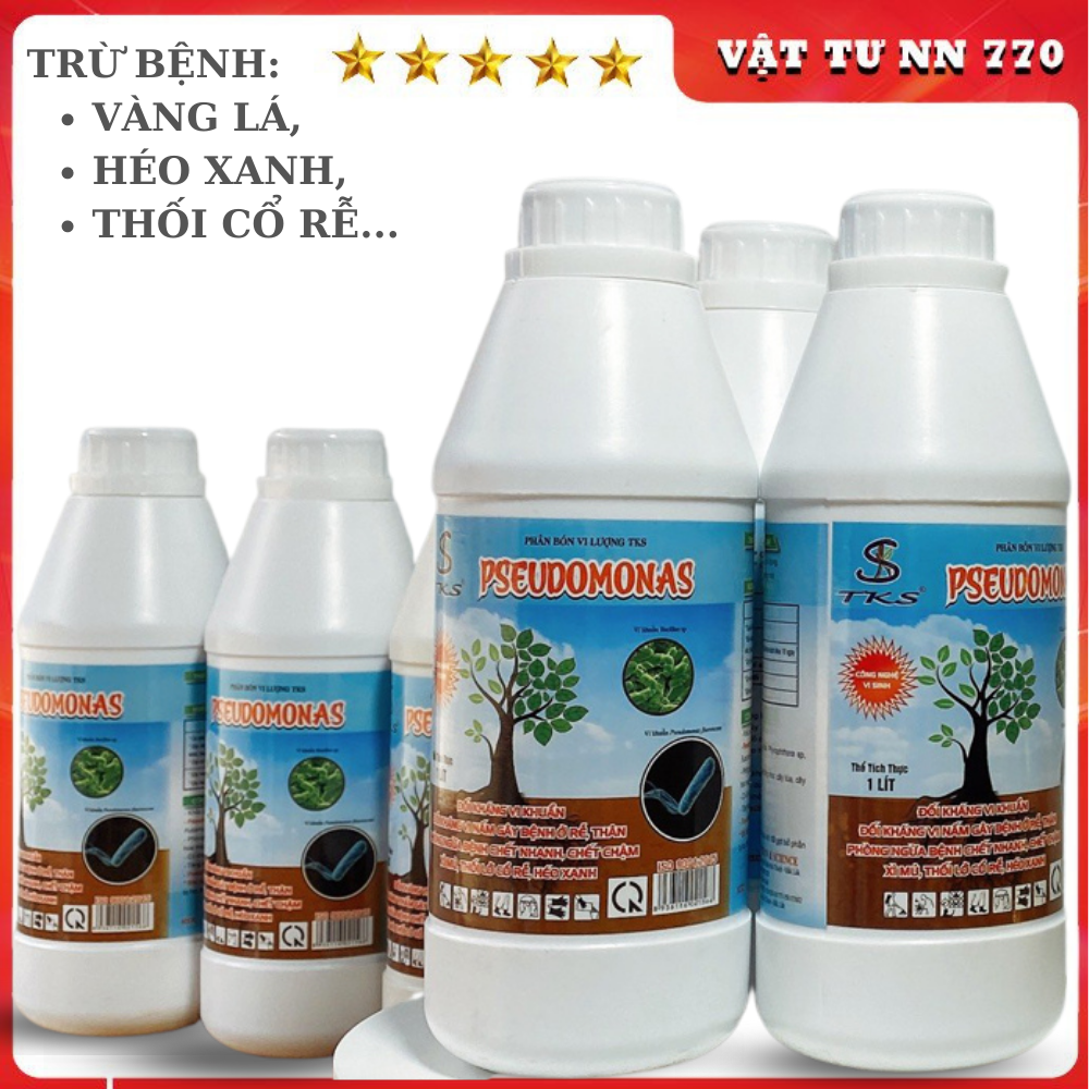 TKS-PSEUDOMONAS  Chế Phẩm Phòng Trừ  Bệnh Vàng Lá Thối rễ, Héo Xanh, Héo Rũ  Cho Cây Trồng - Chai 1lit .
