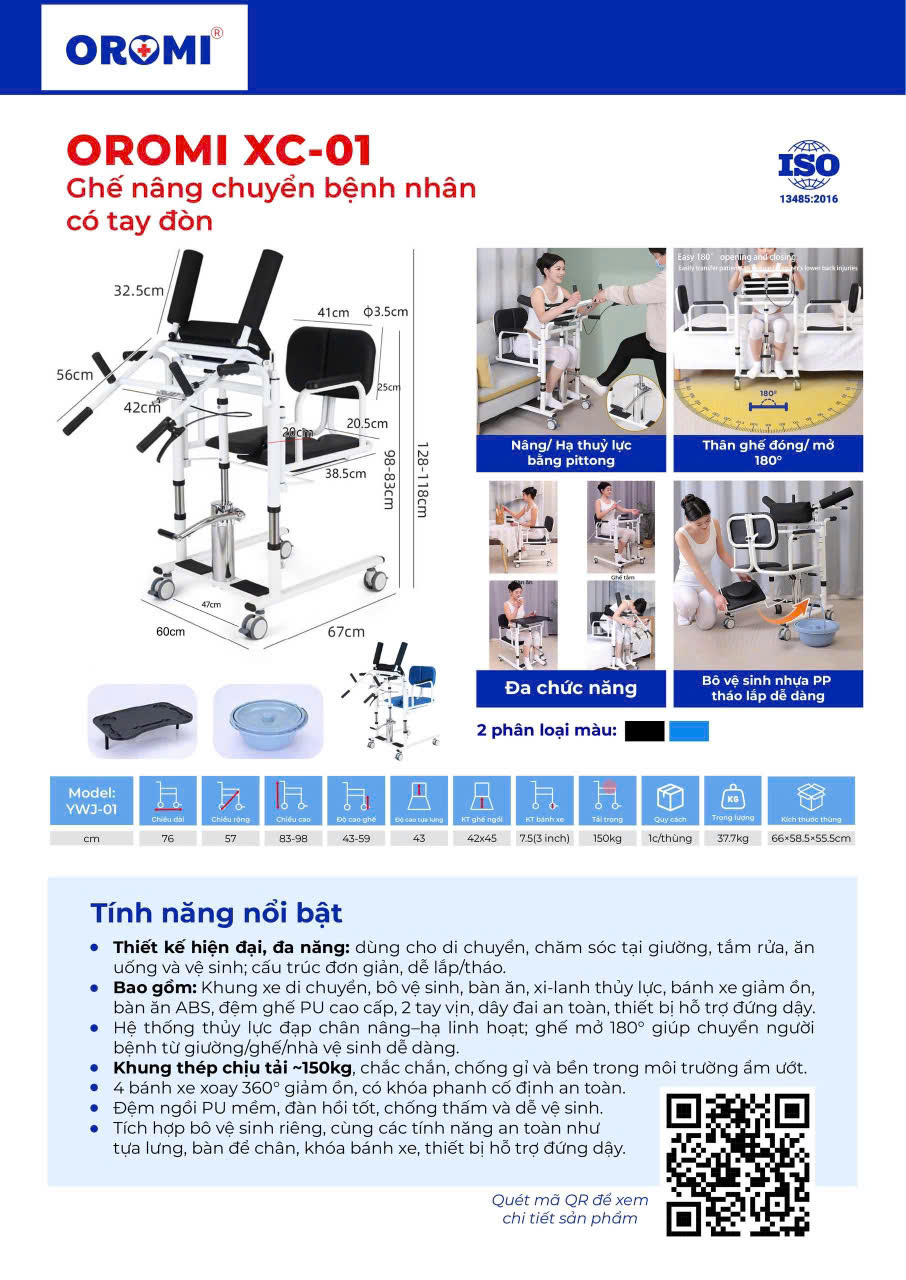 Xe lăn lăn di chuyển bệnh nhân kết hợp nẹp nách