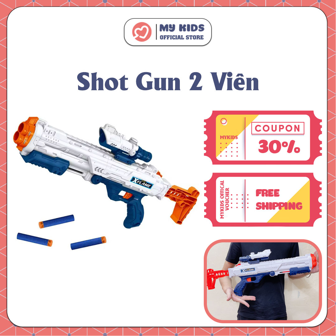  Đồ Chơi Trẻ Em Phóng Xốp Neft Cỡ Lớn SHOTGUN 2 VIÊN - Nhựa ABS Bền - 2 Màu Xanh Dương + Trắng 