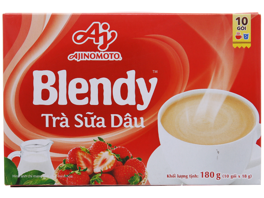 Combo 2 trà sữa dâu blendy hộp 180g loại 18g x 10 túi