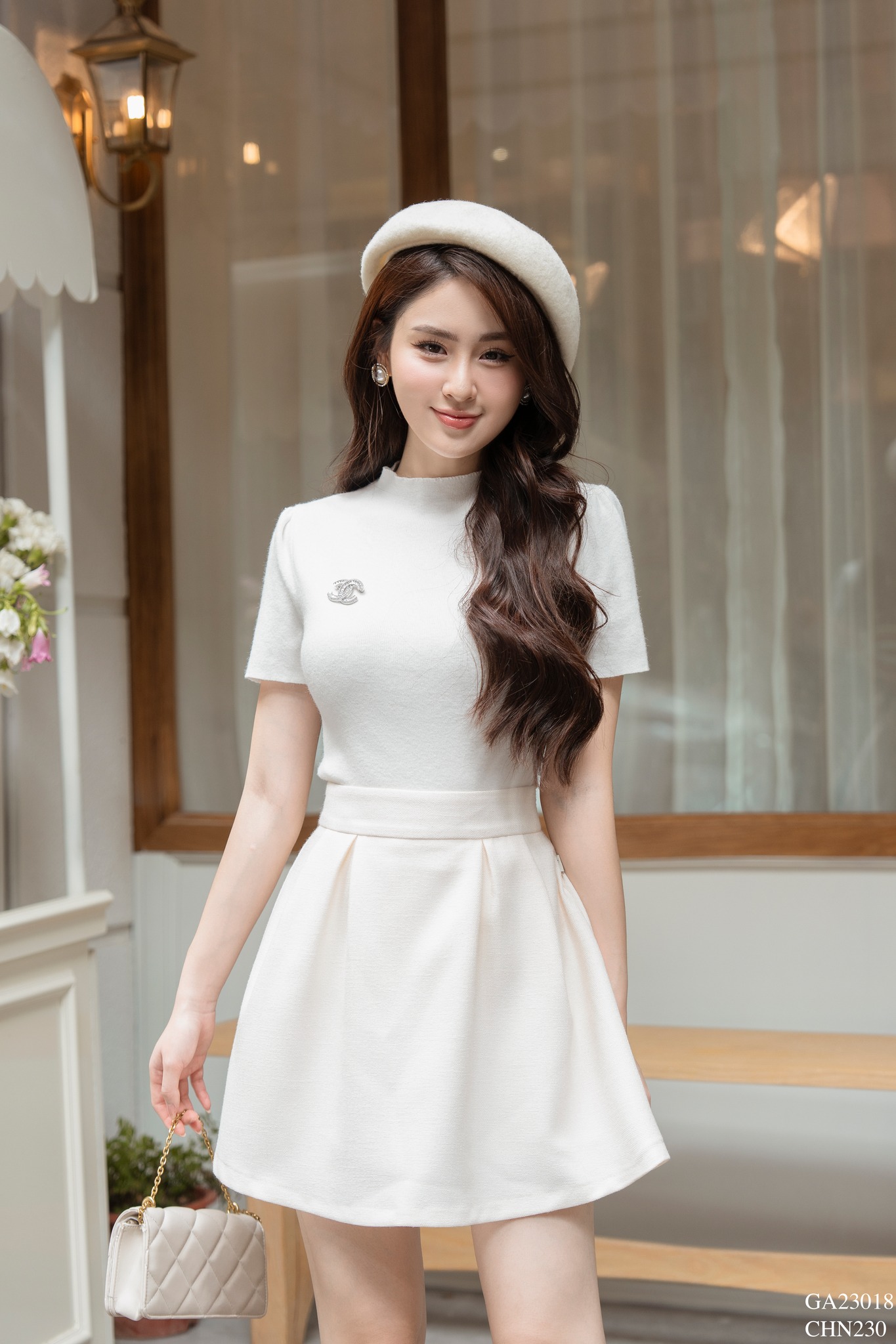 Len cộc tay cổ lửng vạt tròn tiinstore ga23018
