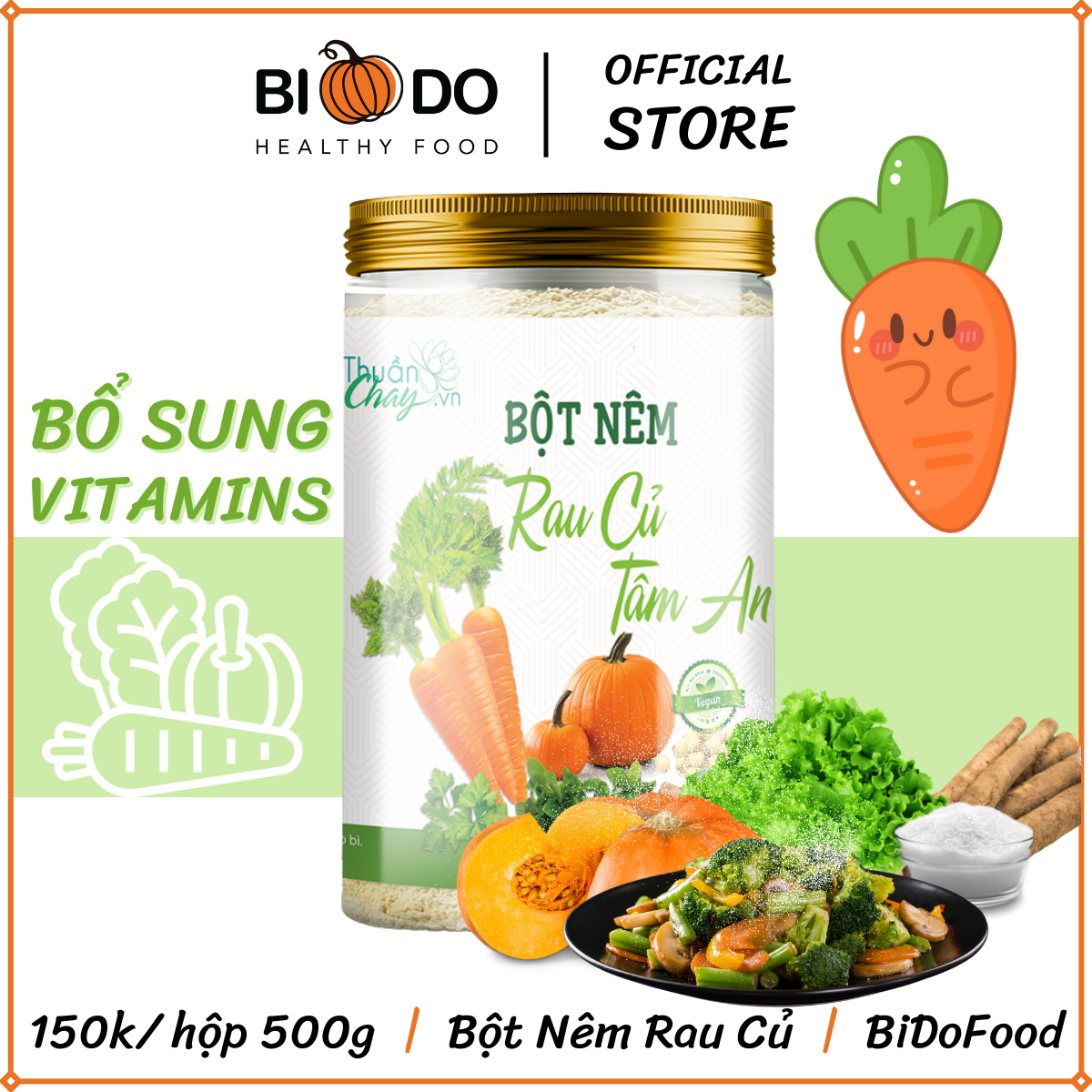  Hạt Nêm Chay Rau Củ Ngưu Bàng 500g - BiDoFood - Bột Nêm Ăn Dặm Cho Bé Từ 2 Tuổi 