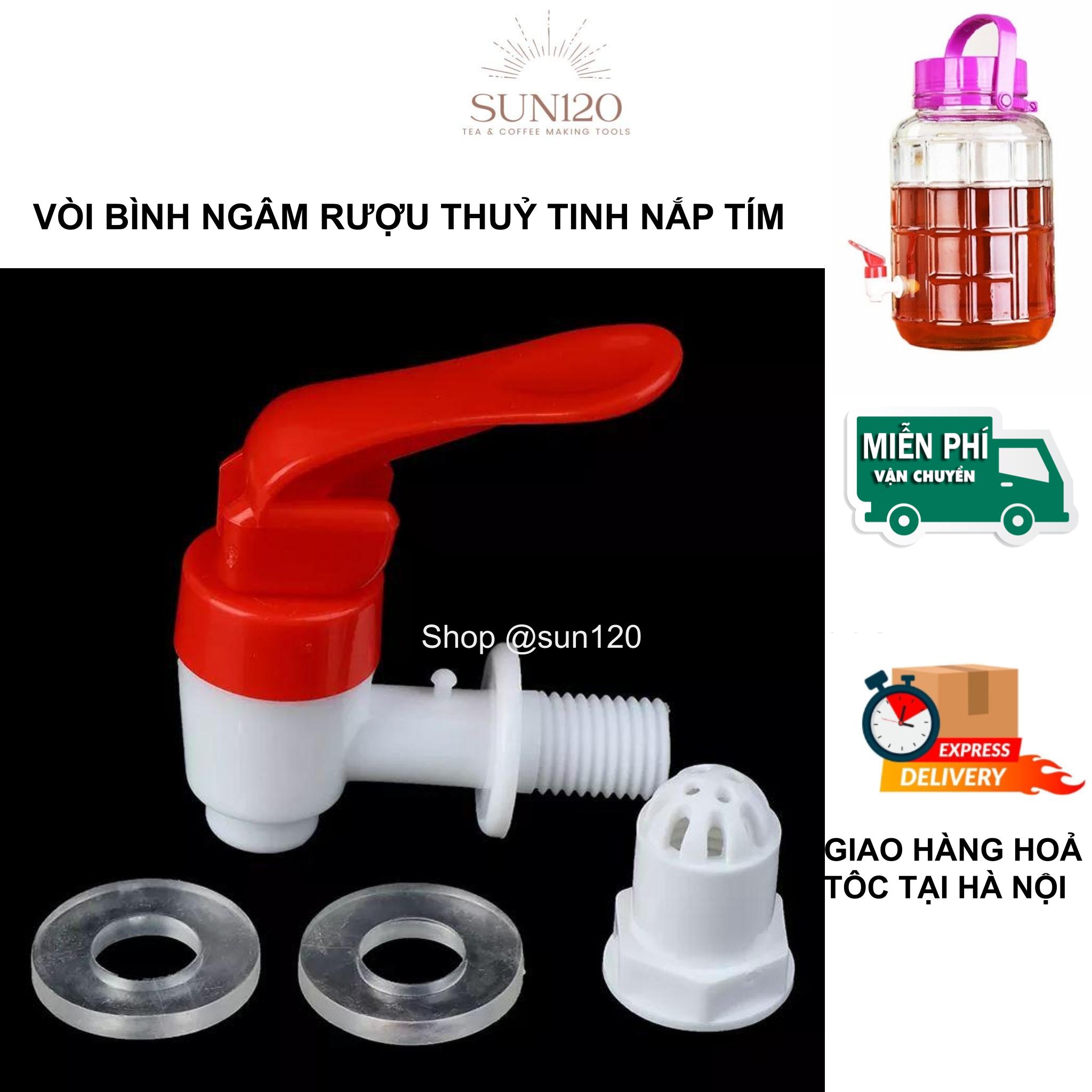 Vòi Nước bình Thủy Tinh quai xách nắp tím Bằng Nhựa Vòi bình Nước màu đỏ