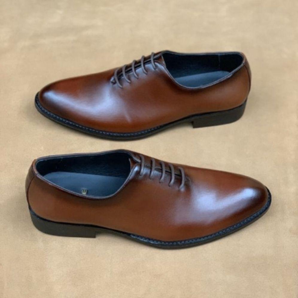 [ Da thật-BH 2 năm] Giày Nam Công Sở Cao Cấp Chất Da Bò Thật Màu Nâu Đẳng Cấp Sang Trọng sản xuất tại xưởng giày Nguyen Đuoc - GBD16 có tặng kèm quà giá trị