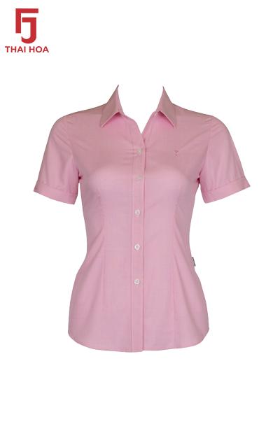 Áo sơ mi nữ ngắn tay sọc nhuyễn Thái Hòa N631-10
