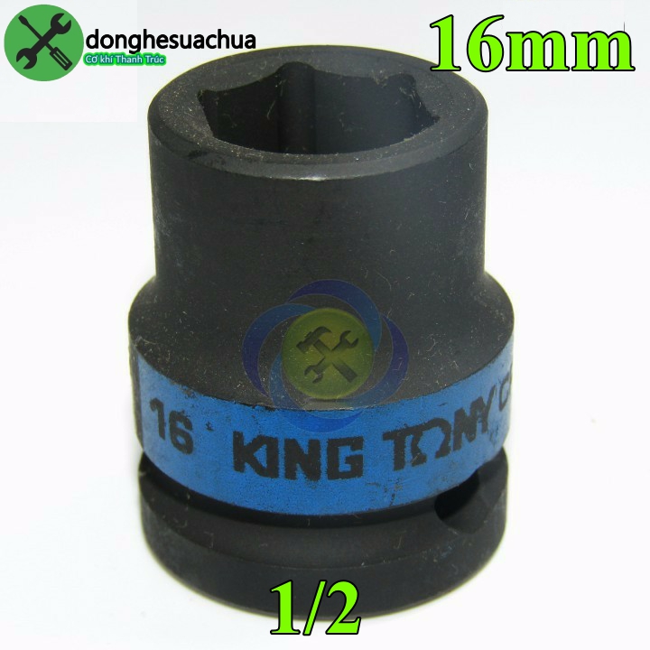 Tuýp 16mm loại 1/2 kingtony 453516m ngắn 6 cạnh màu đen
