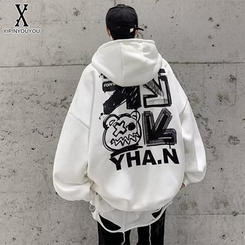 YIPINYOUYOUÁo hoodie nam mới Áo nỉ rộng rãi cỡ lớn In đẹp trai cho thanh thiếu niên