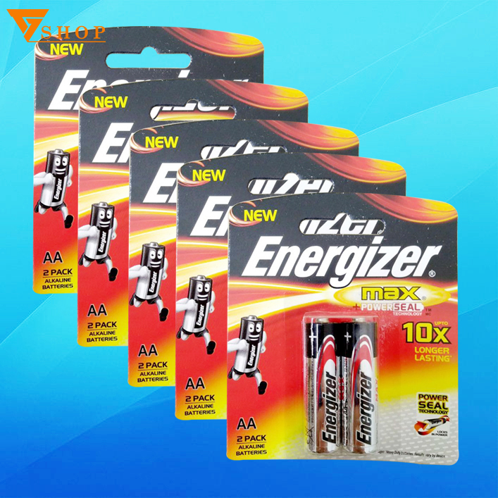 Combo 5 vỉ pin energizer aa , pin tiểu e91 chính hãng