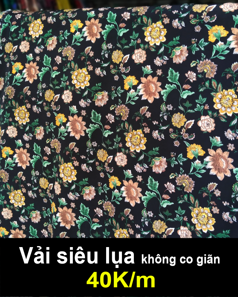 Vải siêu lụa hoa may đồ cực đẹp 40K/m