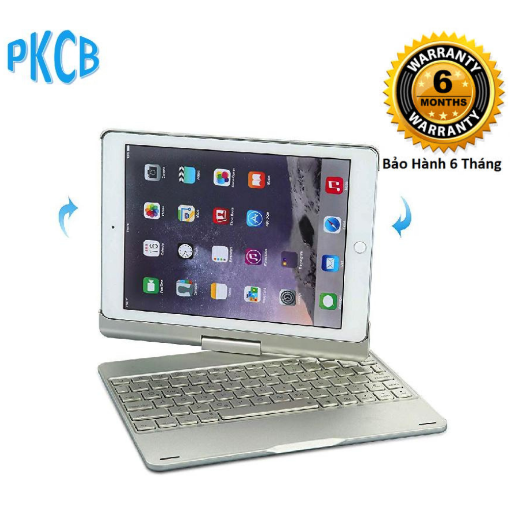Bàn phím Bluetooth kiêm ốp lưng F180 cho iPad Air xoay 180 độ hỗ trợ đèn LED 7 màu - PKCB