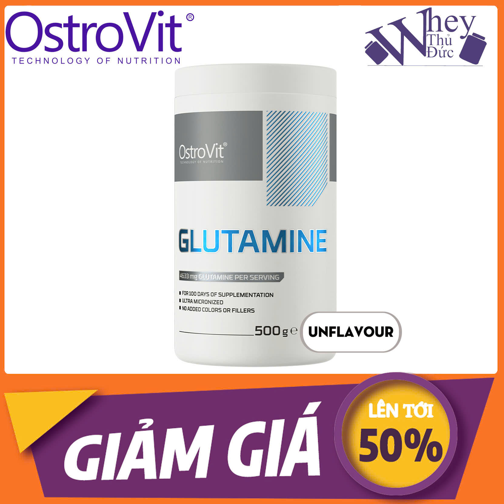 Ostrovit Glutamine 500g (100 Lần Dùng) - Tăng cơ phát triển cơ hỗ trợ tiêu hóa