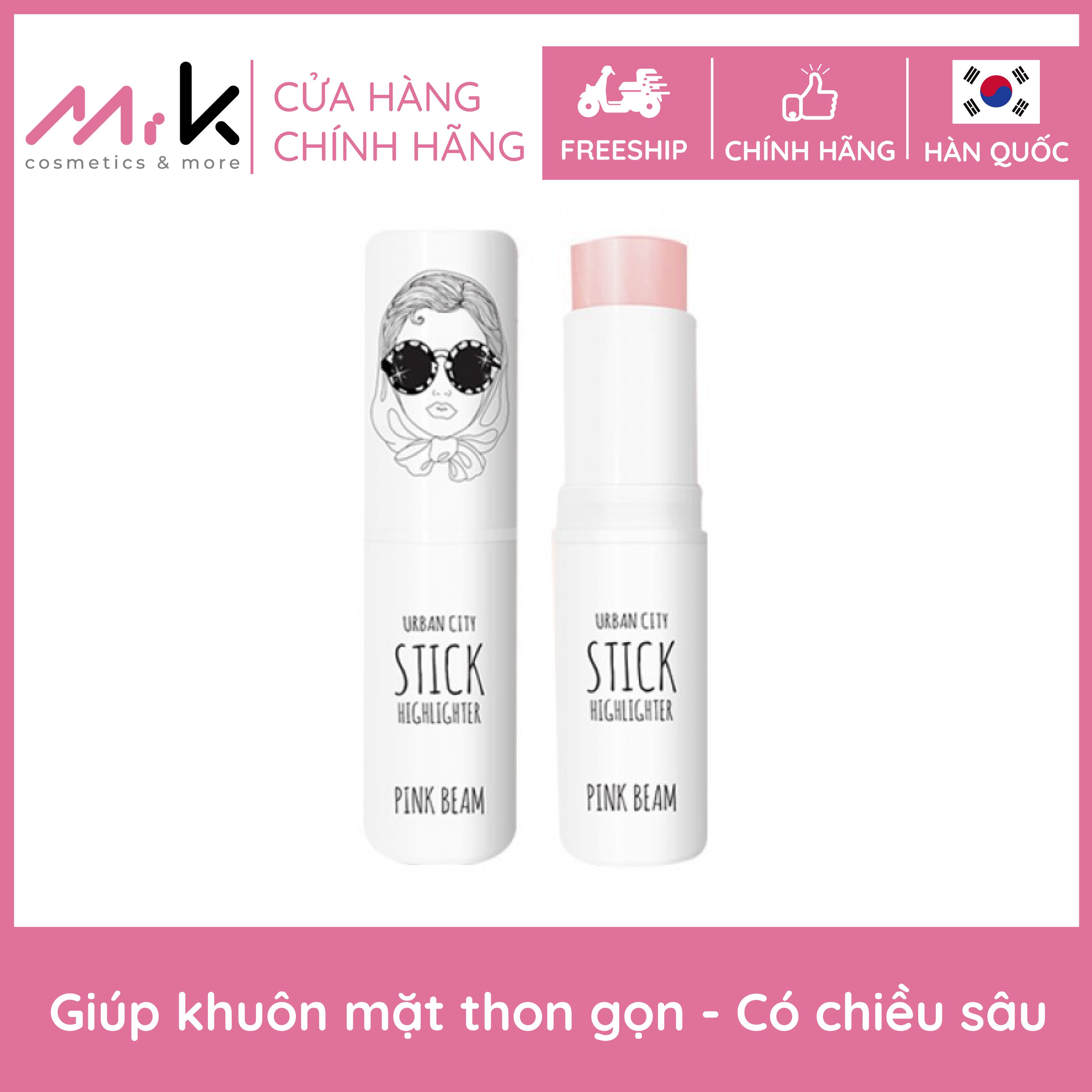 [XẢ KHO] Thanh tạo khối Urban City Stick Highlighter Pink Beam chính hãng Hàn Quốc, che khuyết điểm, tạo điểm sáng cho mặt 10g