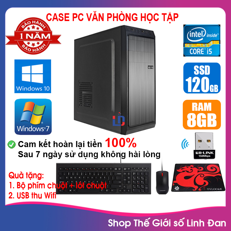 Case máy tính lắp ráp học tập CPU G620 / Core i5 2320 / Ram 4-8GB / SSD 120-240GB [TẶNG: Bộ phím chuột + USB thu wifi +  bàn di chuột] VPi52 - LLD