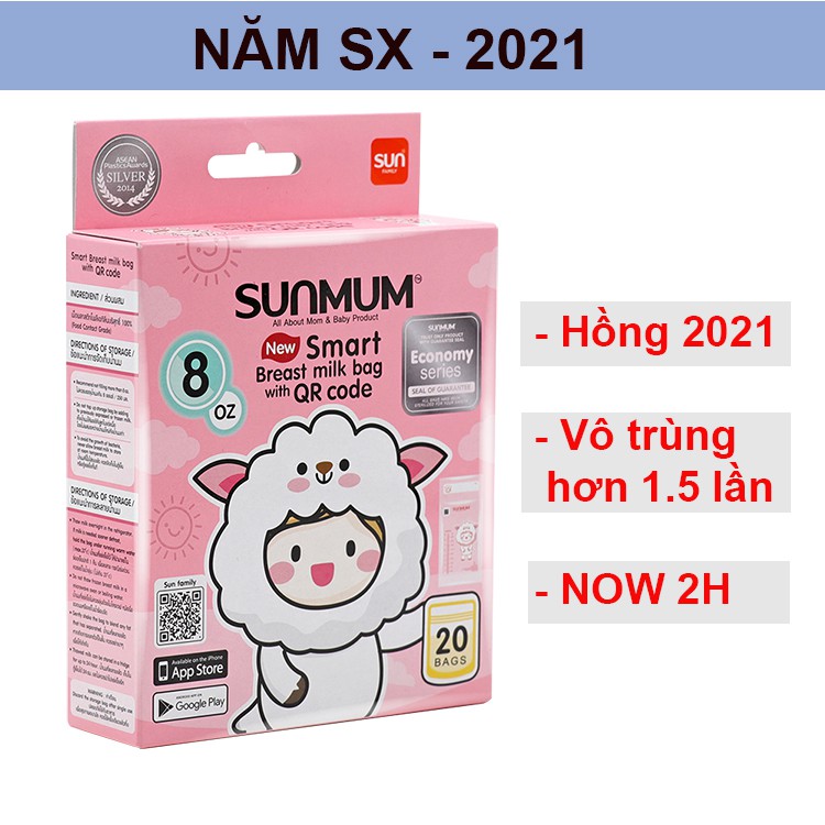 Túi trữ sữa Sunmum 250ml 50 túi tiện lợi trữ sữa an toàn có kiểm định y tế