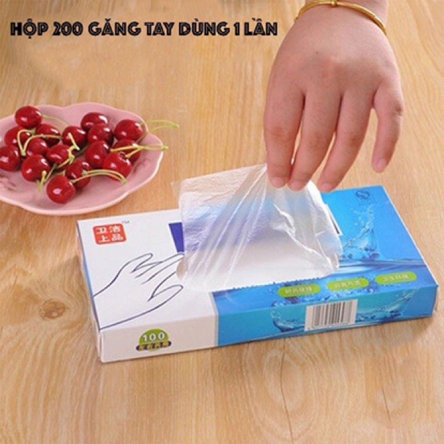 Hộp 200 găng tay nilon dùng 1 lần siêu dai