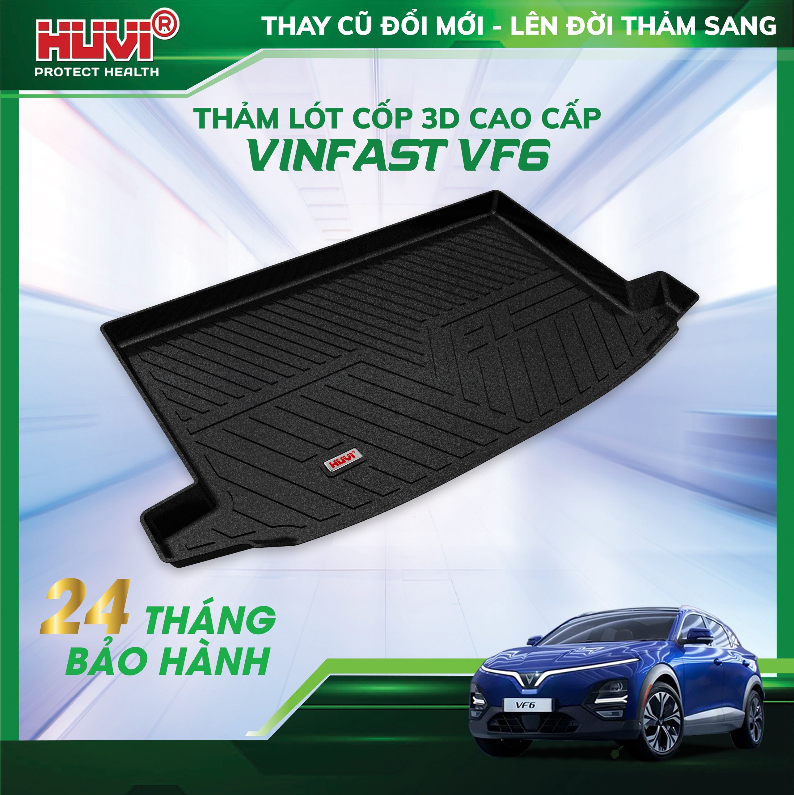 Thảm lót cốp ô tô vinfast vf6 3d nhựa tpe cao cấp