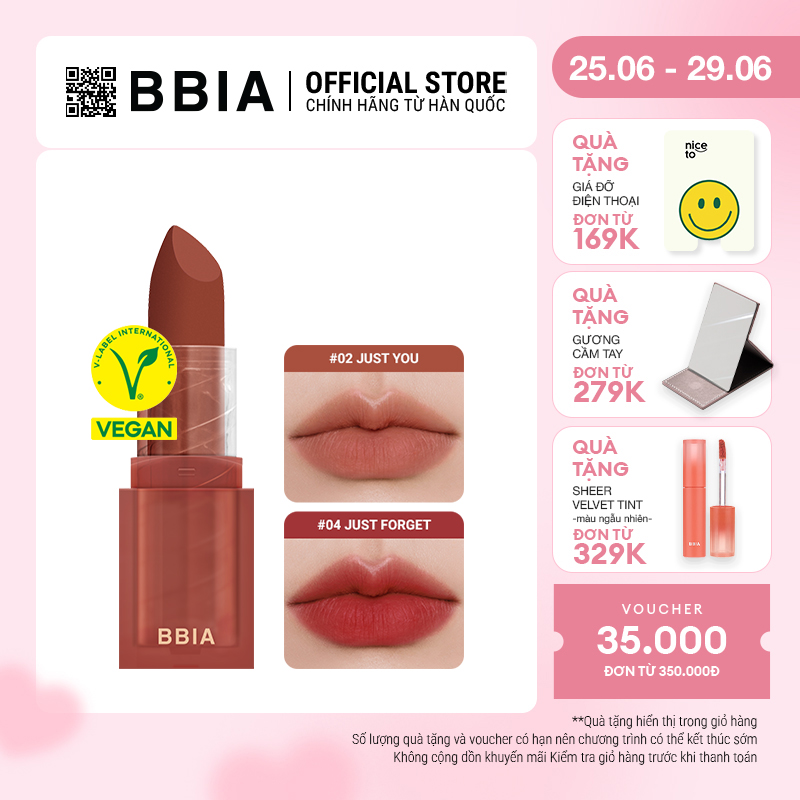 Son Thỏi Lì Bbia Last Powder Lipstick (6 màu) 3.5g