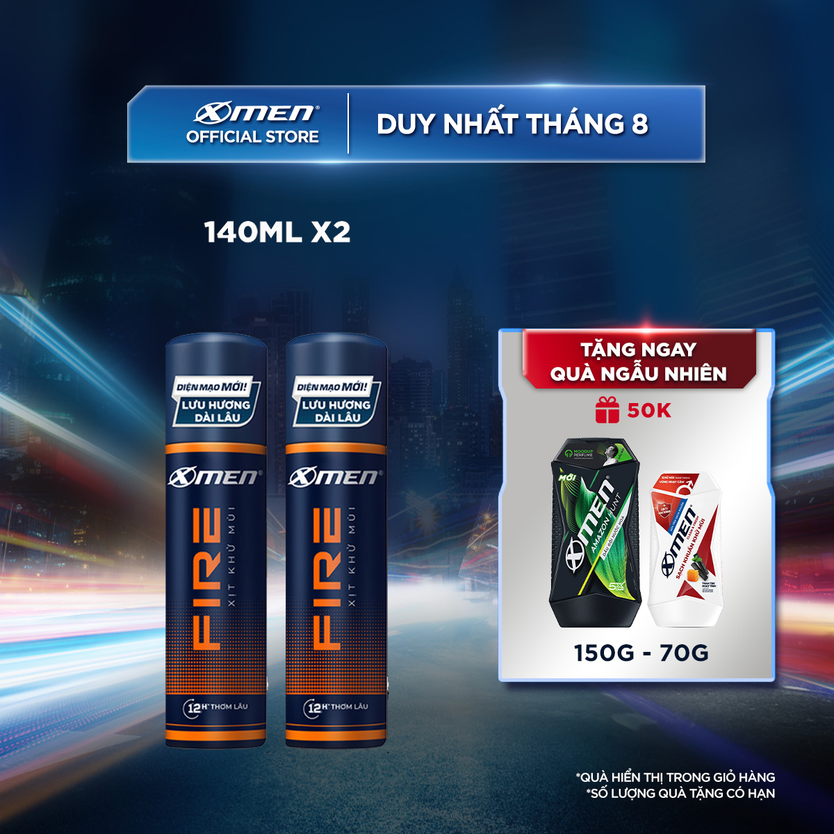 Combo 2 Xịt khử mùi X-Men Fire 140ml