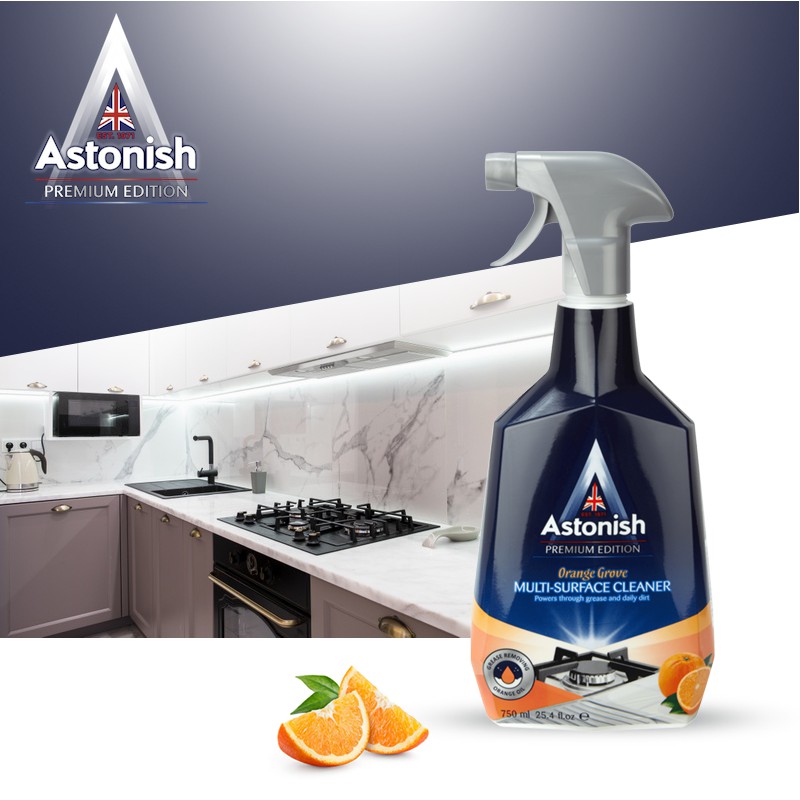 Chai xịt vệ sinh bếp và bề mặt Astonish hương cam C6790 750ml Anh Quốc