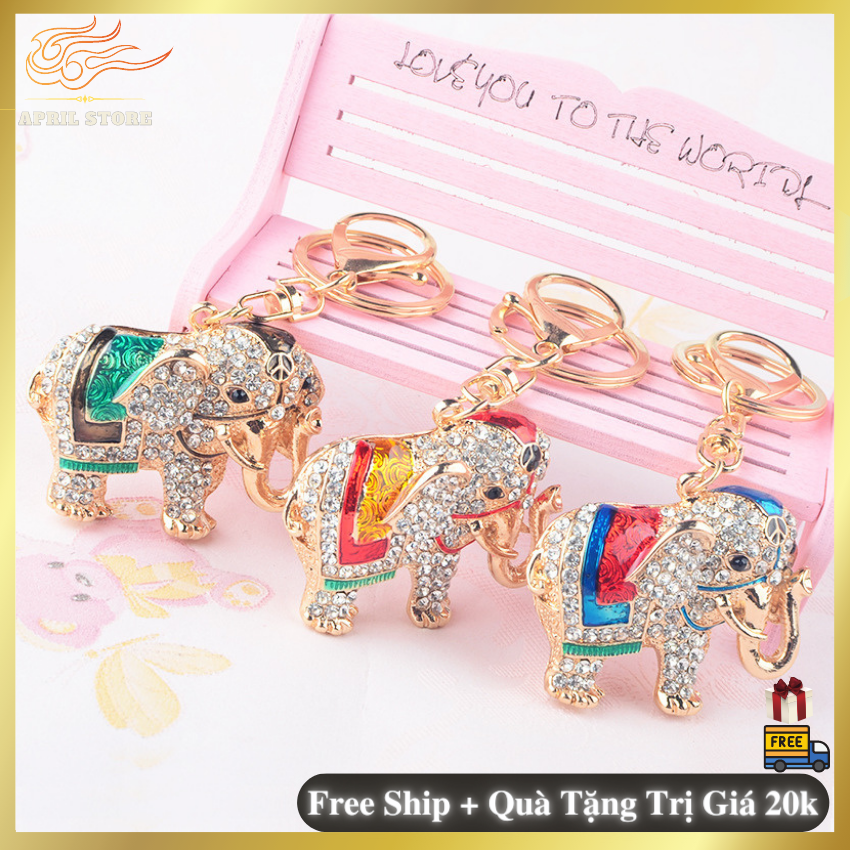 Móc Khóa Hợp Kim Cao Cấp Hình Voi ThaiLand Siêu Dễ Thương Chọn Màu (size 6.5. x 10 cm)