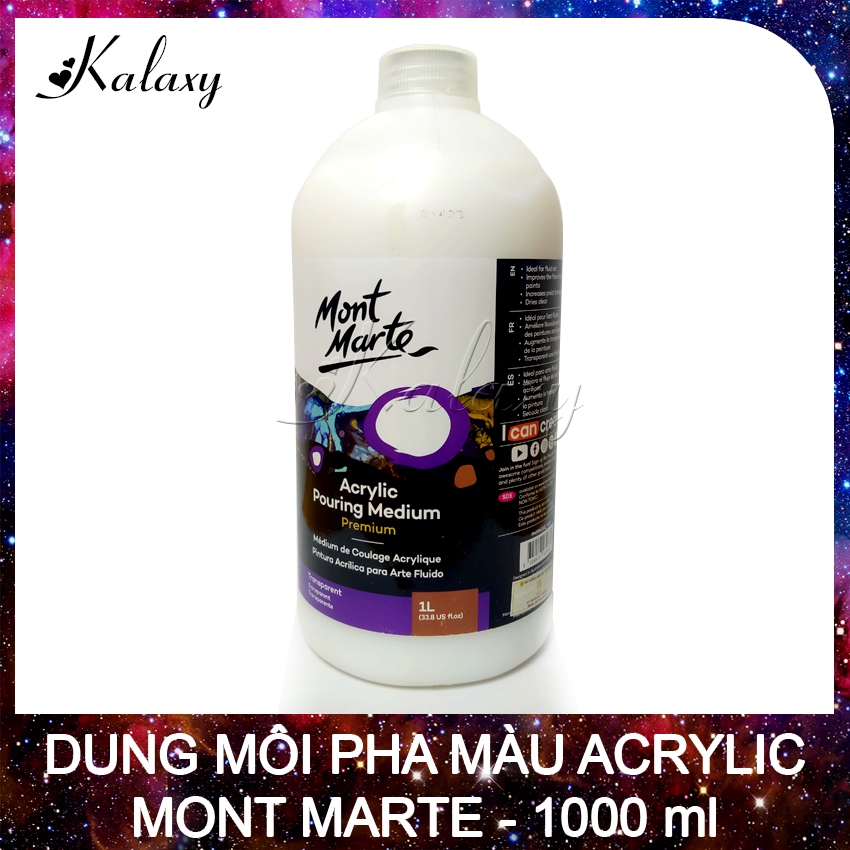 Dung môi pha màu Acrylic chính hãng Mont Marte, Acrylic Pouring Medium 1000ml, PMPP6002