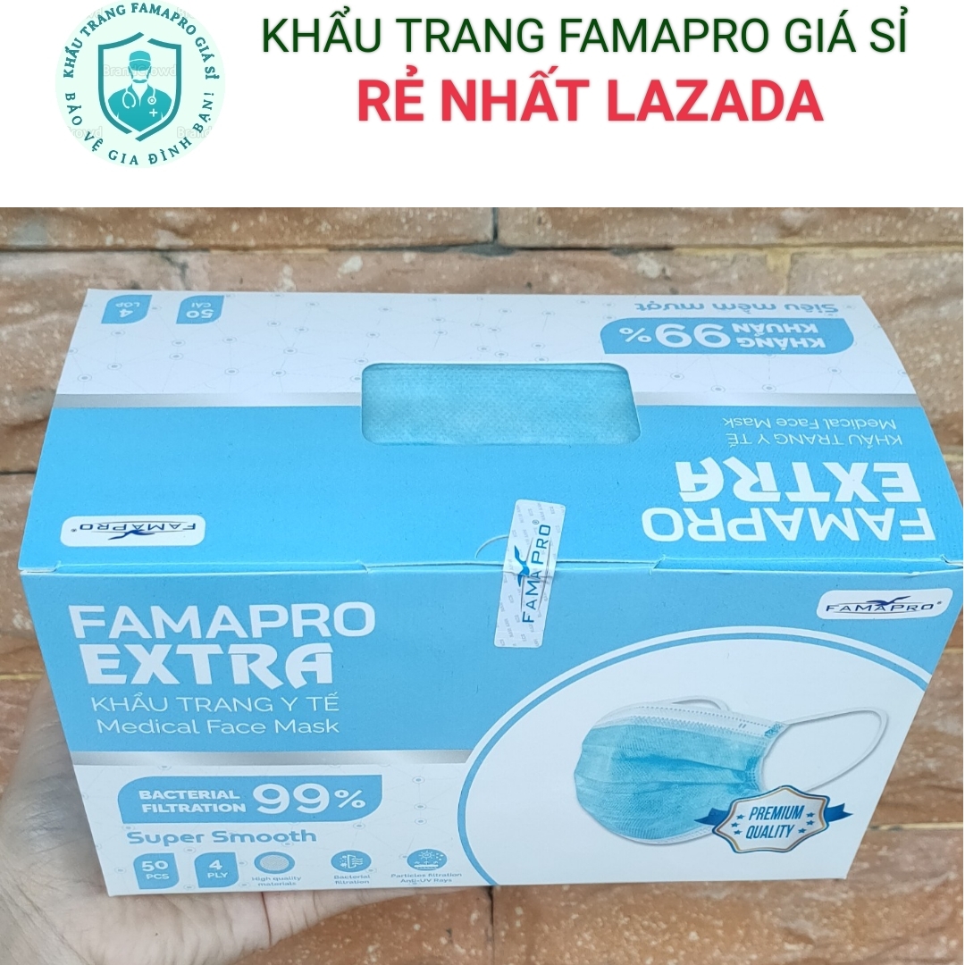Khẩu trang 4 lớp cao cấp EXTRA Famapro, hộp 50 cái, khẩu trang Extra Famapro