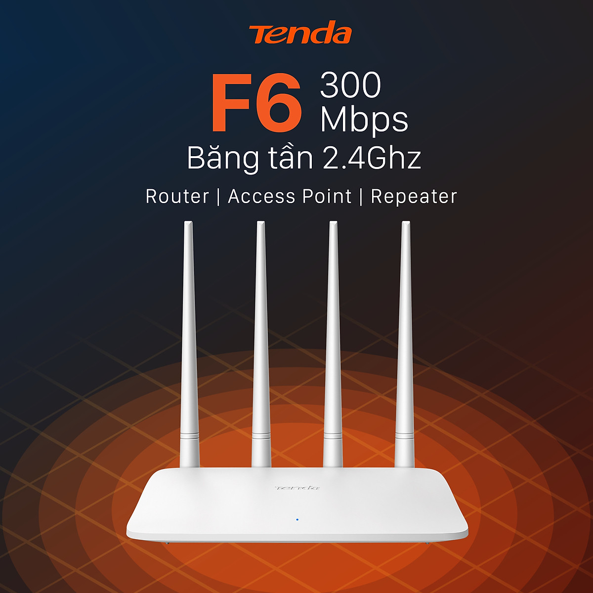 Thiết bị phát sóng wifi 4 anten tốc độ 300m tenda f6 v4 - mu mimo