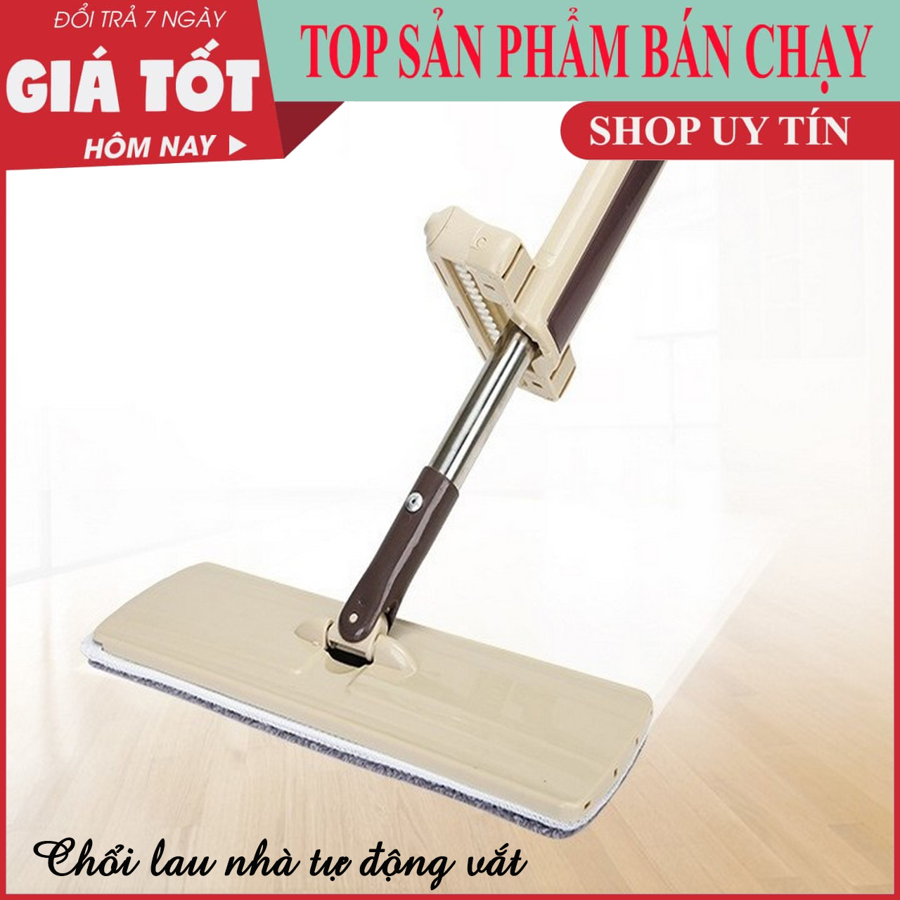 Cây lau nhà tự vắt xoay 360 - Chổi lau nhà tự vắt - Chổi lau nhà thông minh thế hệ mới - Chổi xoay 360' - Chổi lau sàn thông minh+ Tặng kèm 1 miếng lau