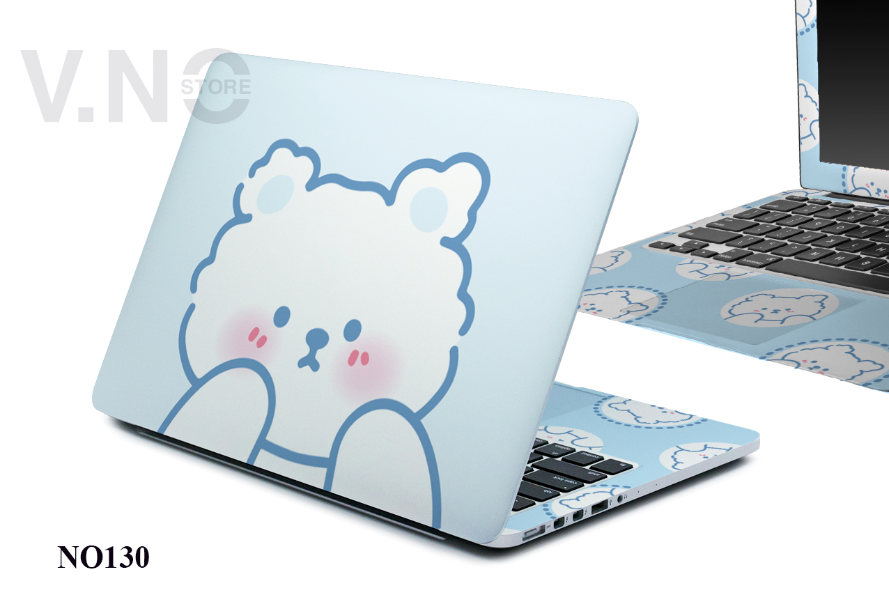 Decal dán laptop gấu cute - V.NO SKIN cho các dòng máy dell/acer/asus/lenovo/hp