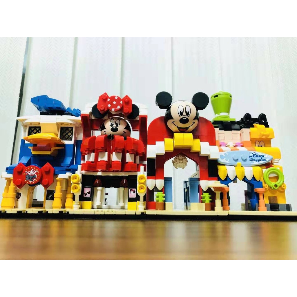 Đồ Chơi Lắp Ghép Mô Hình Disney Cửa Hàng Trang Sức Minnie Cửa Hàng Bãi Biển Goofy Nhà Trò Chơi Mickey Donald DuckS Bar