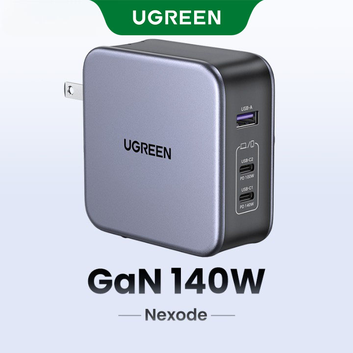 UGREEN 140W Củ sạc máy tính điện thoại, Nexode Công nghệ GaN3 cổng Fast Charge SFC 2.0 for Samsung Galaxy S24 S23 S22 Ultra MacBook Pro Air M2, Dell XPS, iPad 2022 2021 iPhone 15 14 13 Máy