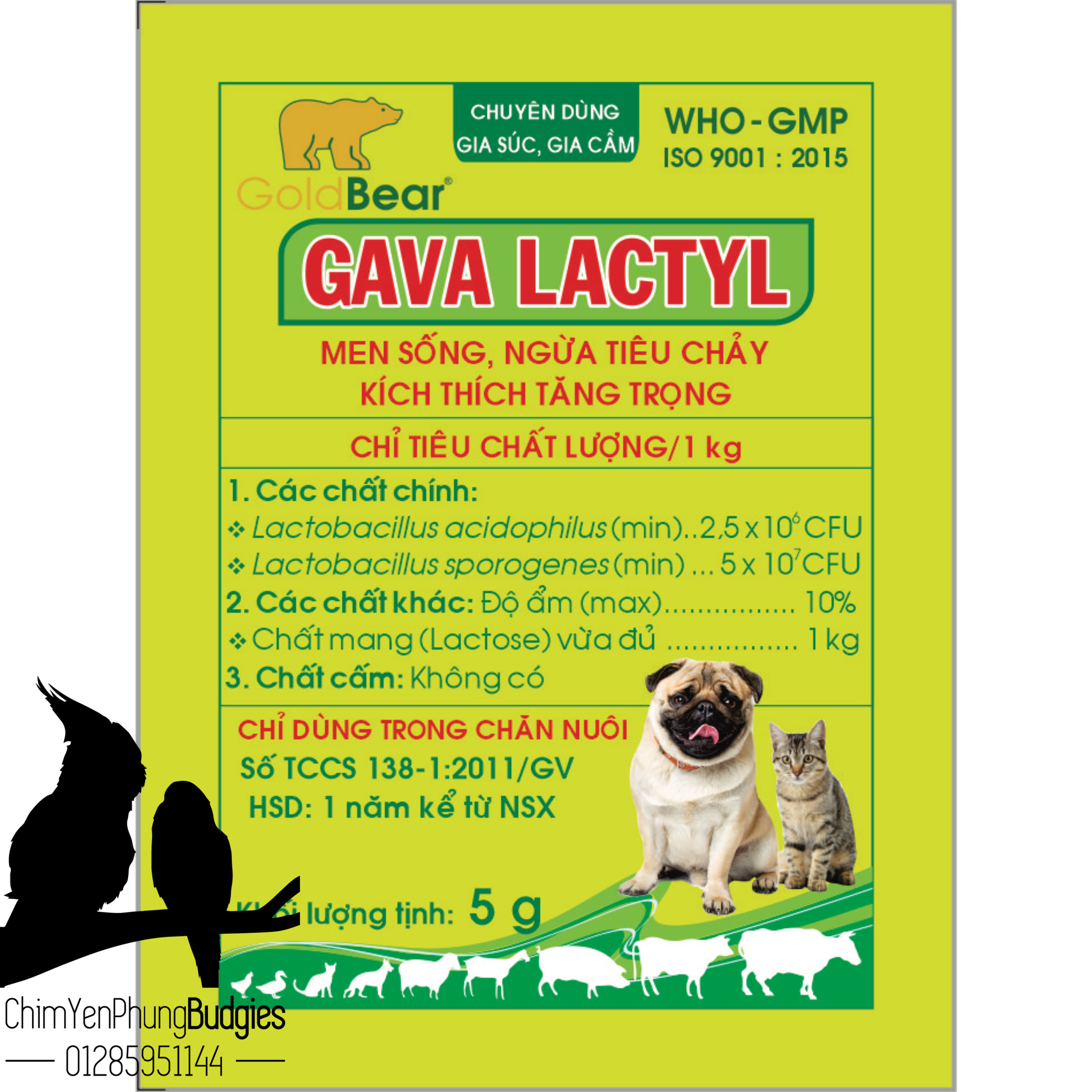 GAVA LACTYL (gói 5g) Men sống, ngăn ngừa tiêu chảy - Kích thích tăng trọng.