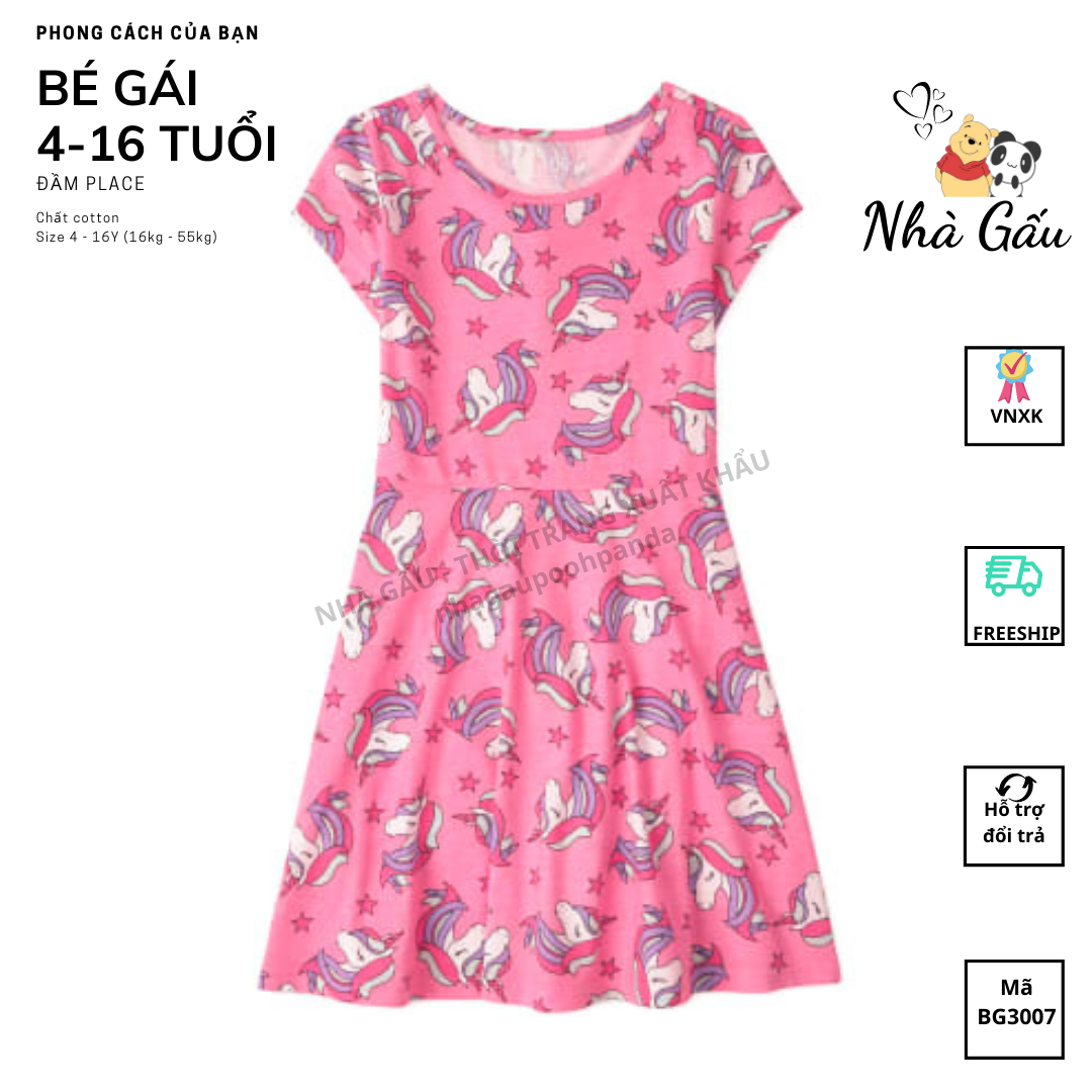 Đầm pony hồng size lớn BG2233 pony pink kids
