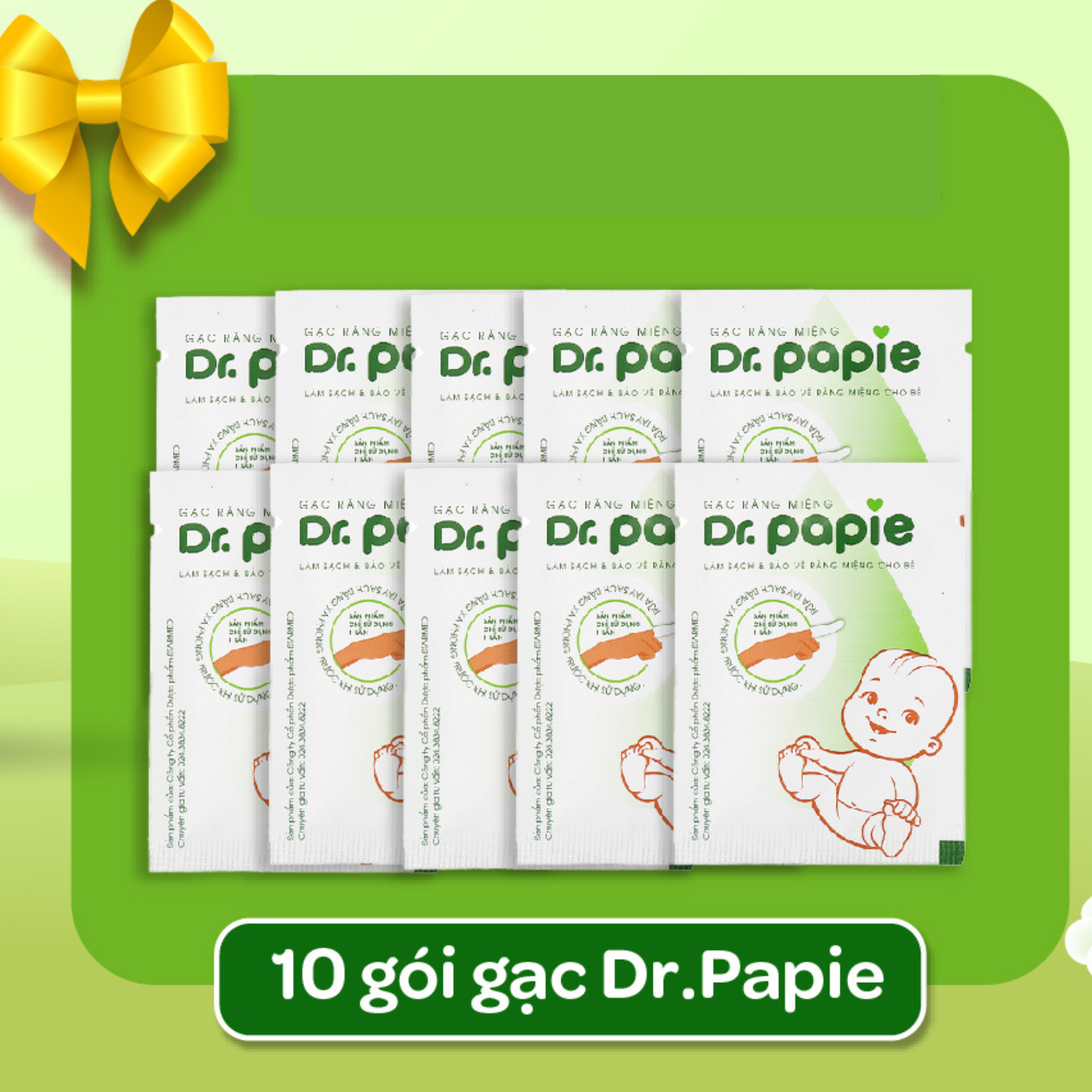 Combo 10 gói lẻ Gạc Rơ Lưỡi Dr.Paie vệ sinh răng miệng cho bé