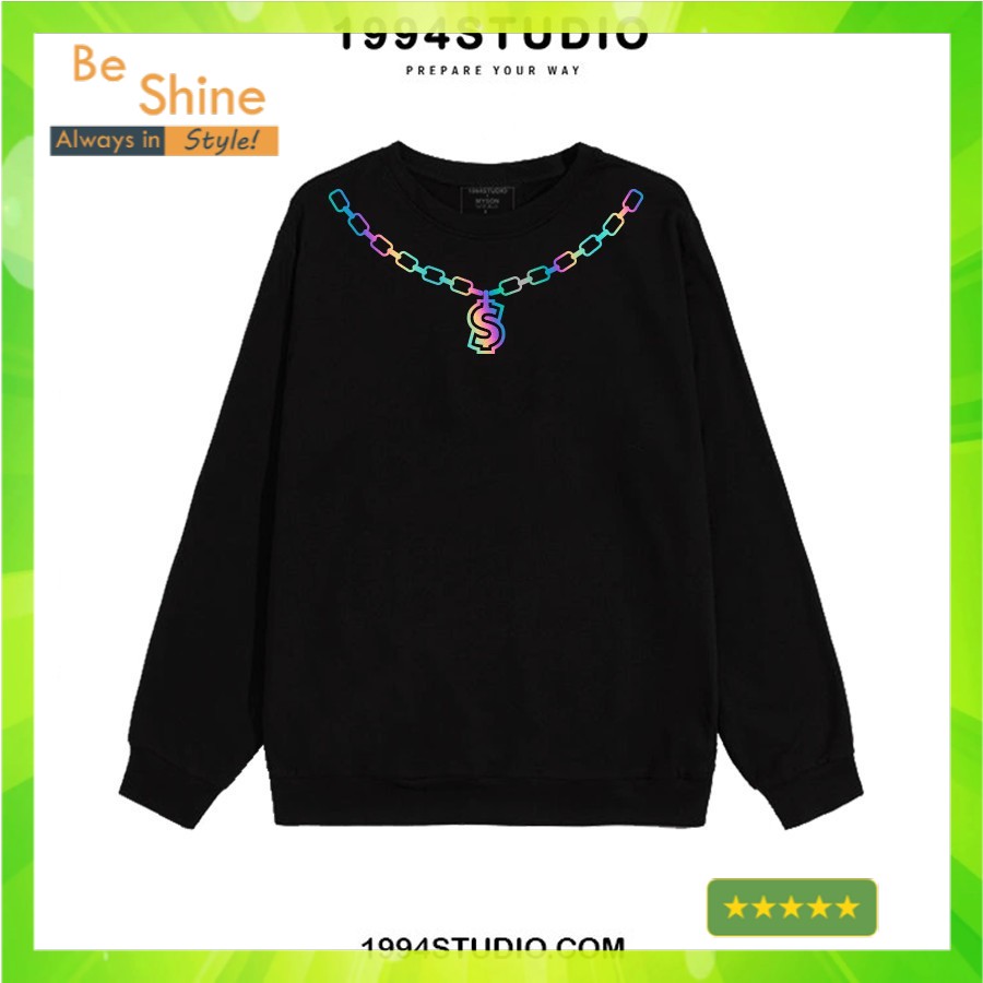 Áo Sweater in hình Money Necklace Phản Quang 7 màu Áo nỉ Nam Nữ Dài tay Unisex in hiệu ứng Hologram TATO StreetWear