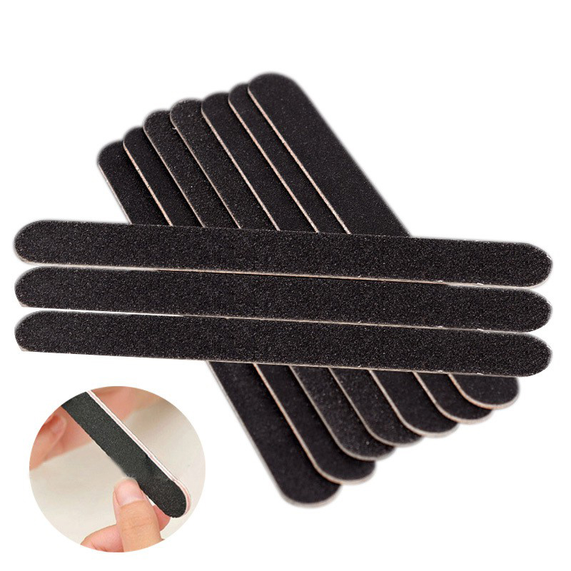 Bộ 10 cây dũa móng tay 2 mặt bằng giấy ráp đen có thể chùi rửa