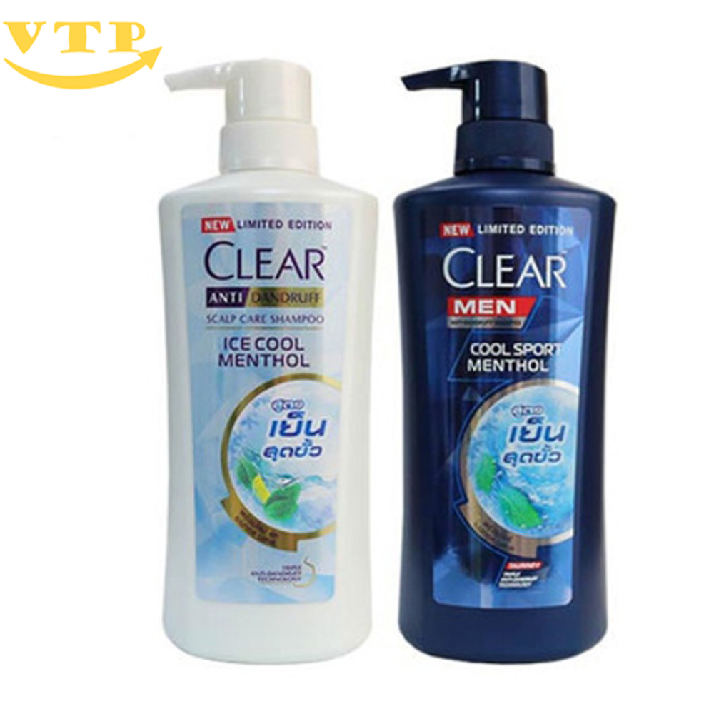 Combo 2 Chai Dầu Gội Đầu Gồm Clear Bạc Hà 400ml Và Clear Men 390ml