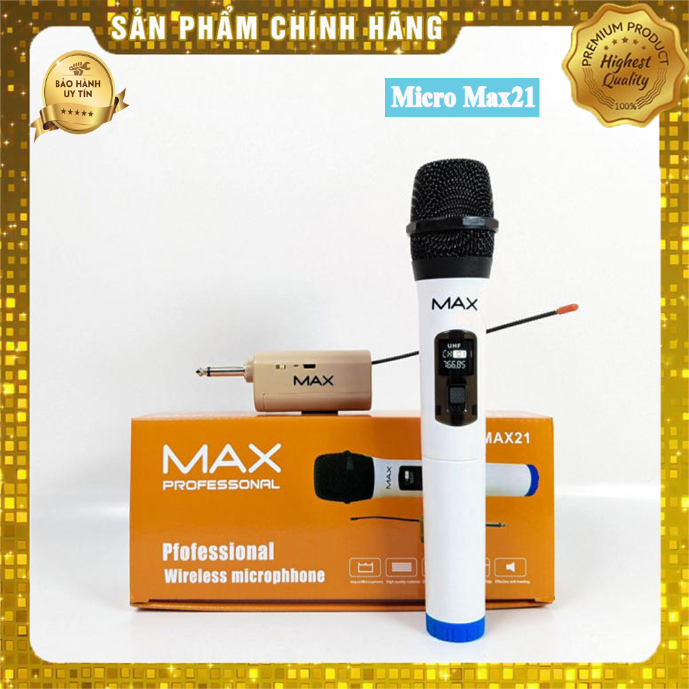 Micro không dây đa năng Max 21 Micro Không Dây Sử Dụng Cho Mọi Loại Thiết Bị Âm Thanh Micro Không Dây Loa Kéo, Loa Bluetooth, Amply Âm Thanh Cực Hay Giá Cực Rẻ - Bảo Hành 1 năm