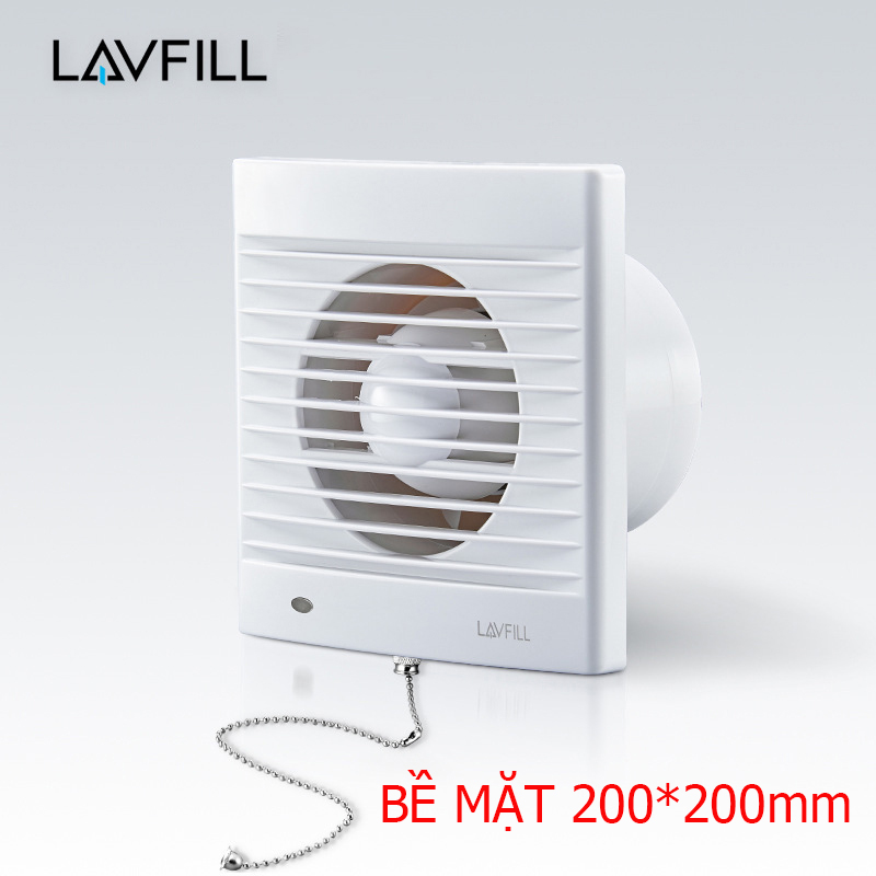 Quạt thông gió hút mùi thiết kế rèm gắn tường có công tắc kéo LAVFILL LFWW-13EK bề mặt 150*150mm và 200*200mm