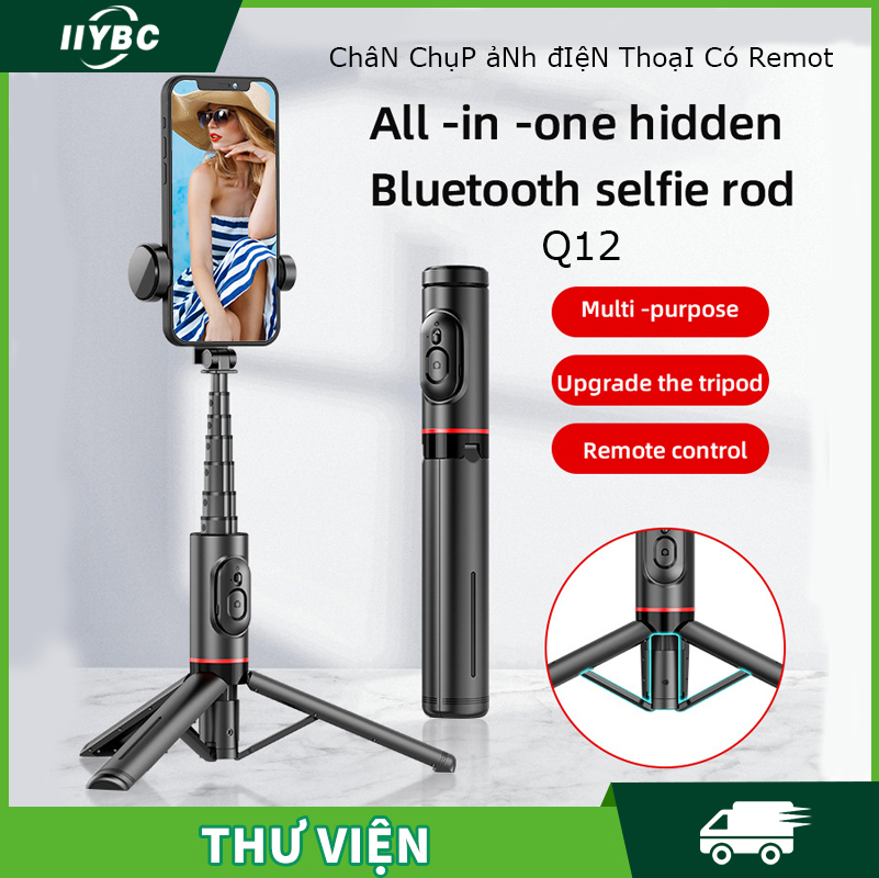 Chân chụp ảnh điện thoại có remot/chân chụp hình dành cho điện thoại di động tặng remote bluetooth q12 chân đế tripod bluetooth cho điện thoại và máy ảnh tích hợp ẩn portable và đa chức năng được sử dụng để phát trực tiếp