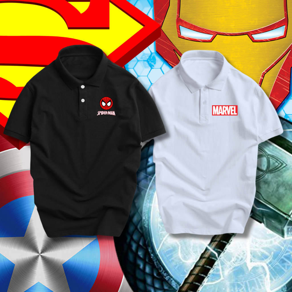 Áo thun polo nam cổ bẻ Marvel, nhiều mẫu - Vải cá sấu, hình ảnh sắc nét, không xù lông, không ra màu, co giãn 4 chiều