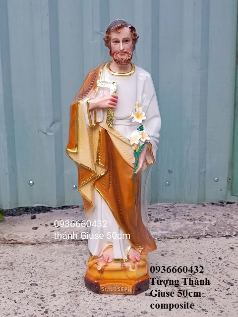 Tượng Thánh Giuse thợ 60cm các mau nâu, trắng  chất liệu composite quà tặng công giáo