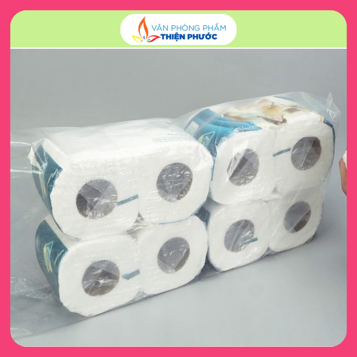 Giấy vệ sinh cuộn emos xanh loại tốt lốc 10 cuộn thiện phước
