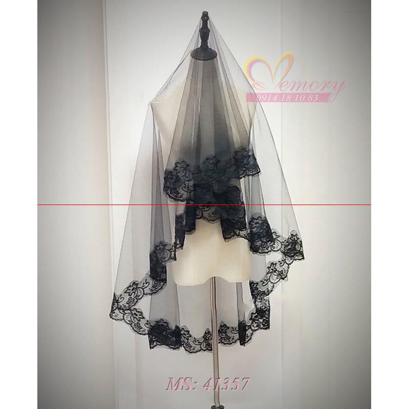 Voan (Lúp) Cô Dâu Và Dạ Hội Đi Tiệc Sự Kiện Màu Đen Ms: 41357