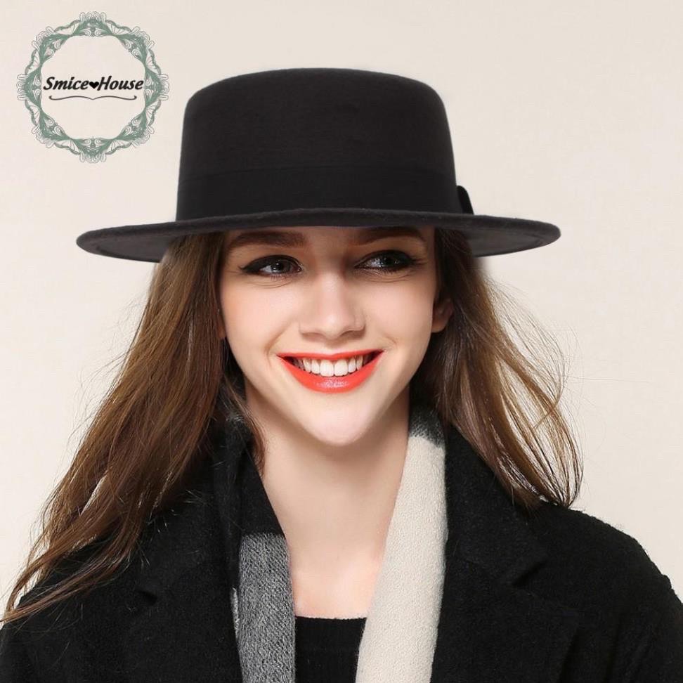 [HCM]Mũ nỉ rộng vành màu trơn thời trang/ nón phớt vành phẳng thiết kế cố điển cho cả nam và nữ