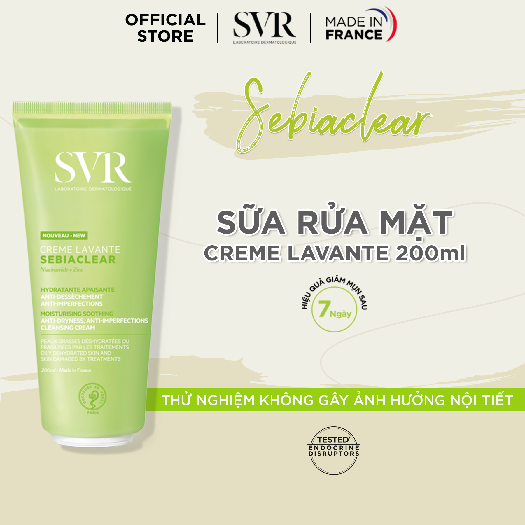 Sữa rửa mặt dạng sữa svr sebiaclear creme lavante 200ml mang lại sự thoải mái và dưỡng ẩm hàng ngày