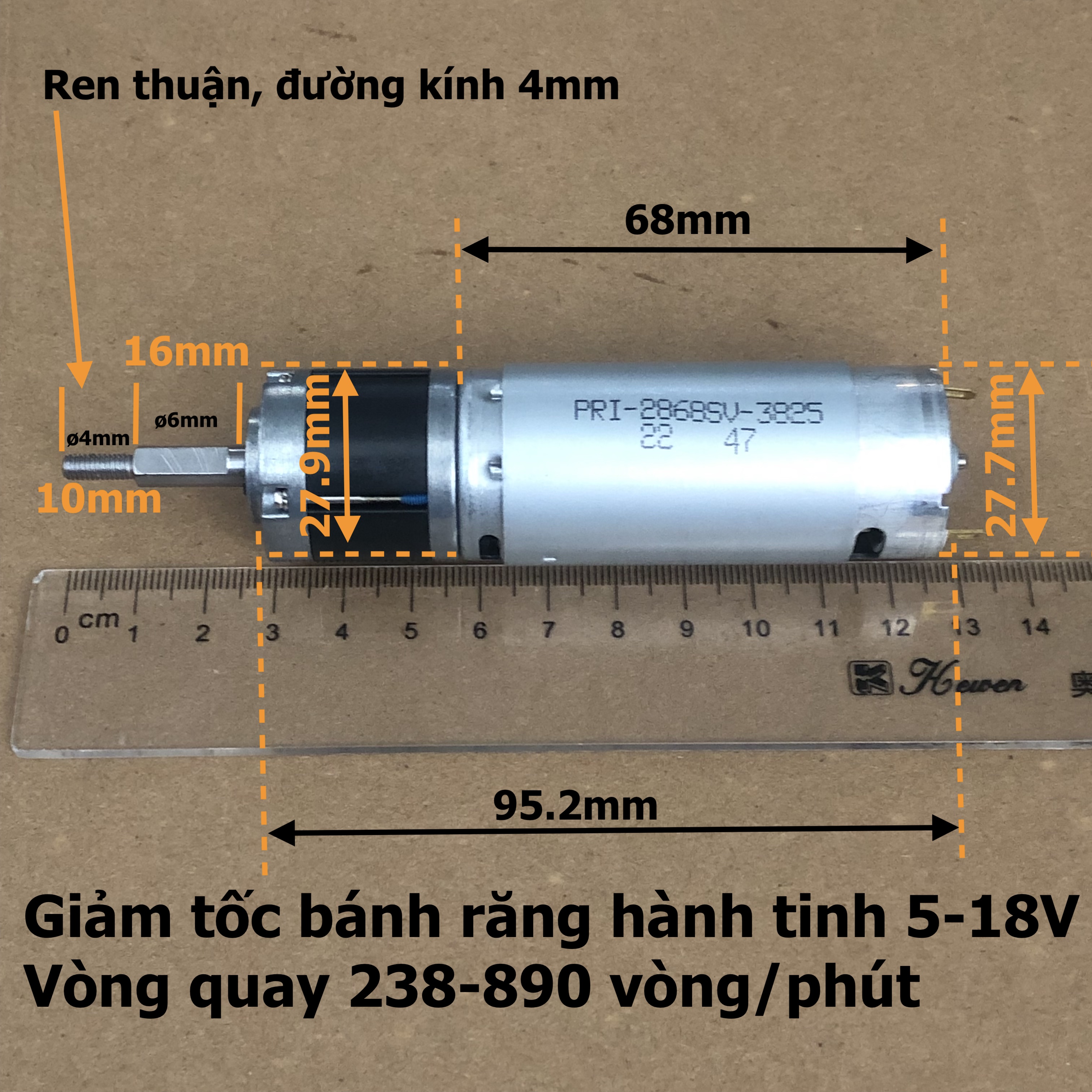 Động cơ giảm tốc bánh răng hành tinh điện áp 5 - 18V lực kéo khỏe chế xe đồ chơi điều khiển từ xa