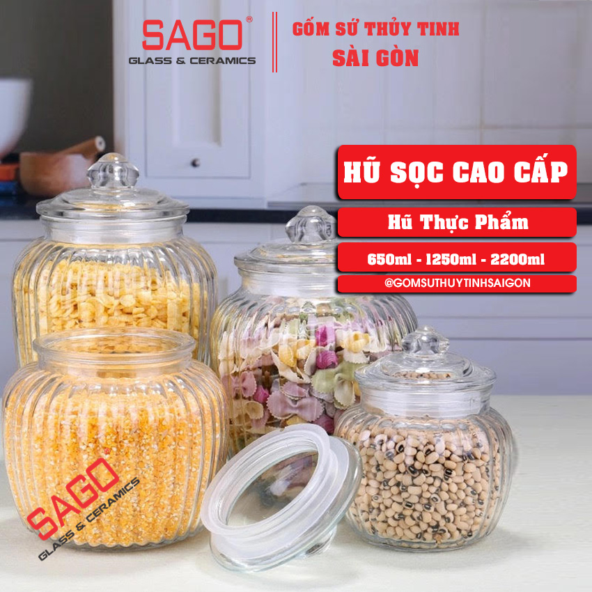 Hũ sọc nắp thủy tinh đựng thực phẩm | tùy chọn dung tích